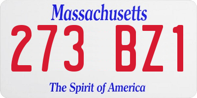 MA license plate 273BZ1