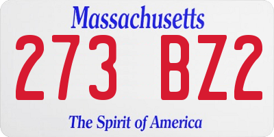 MA license plate 273BZ2