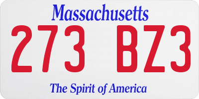 MA license plate 273BZ3