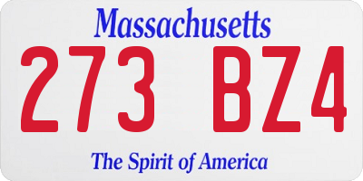 MA license plate 273BZ4