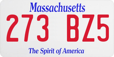 MA license plate 273BZ5