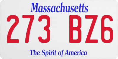 MA license plate 273BZ6