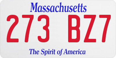 MA license plate 273BZ7