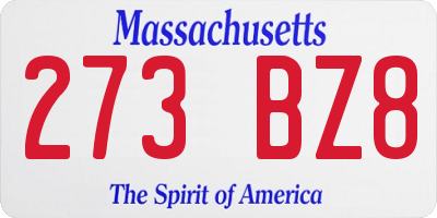 MA license plate 273BZ8