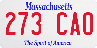 MA license plate 273CA0