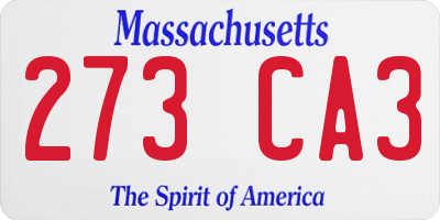 MA license plate 273CA3