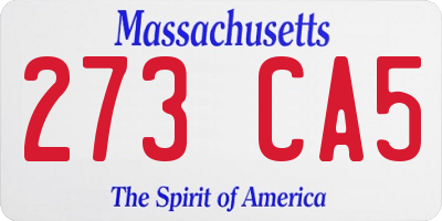 MA license plate 273CA5