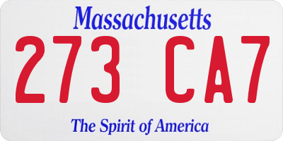 MA license plate 273CA7