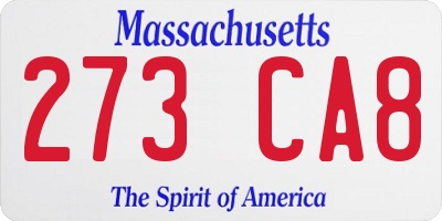 MA license plate 273CA8