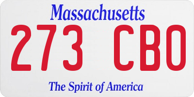 MA license plate 273CB0