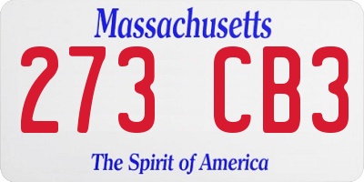 MA license plate 273CB3