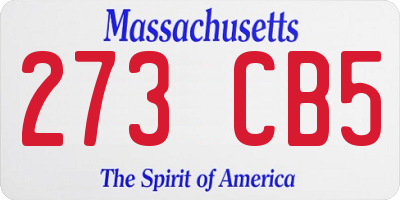 MA license plate 273CB5