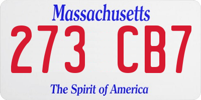 MA license plate 273CB7