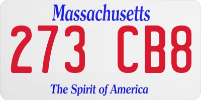 MA license plate 273CB8