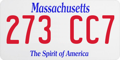 MA license plate 273CC7