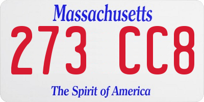 MA license plate 273CC8
