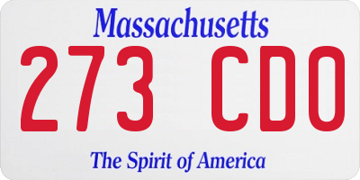 MA license plate 273CD0