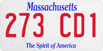 MA license plate 273CD1