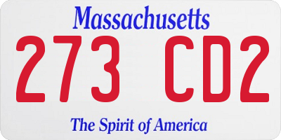 MA license plate 273CD2