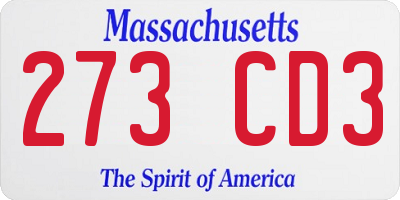 MA license plate 273CD3