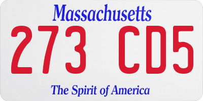 MA license plate 273CD5