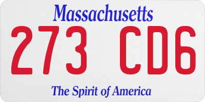 MA license plate 273CD6
