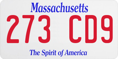 MA license plate 273CD9