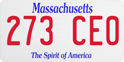 MA license plate 273CE0