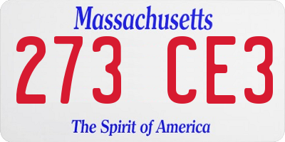 MA license plate 273CE3