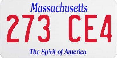 MA license plate 273CE4