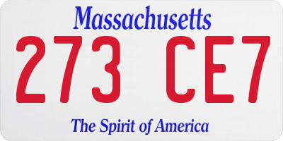 MA license plate 273CE7