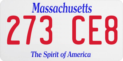 MA license plate 273CE8