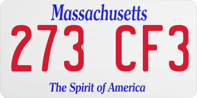 MA license plate 273CF3