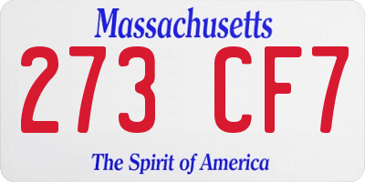 MA license plate 273CF7