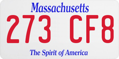 MA license plate 273CF8