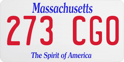 MA license plate 273CG0