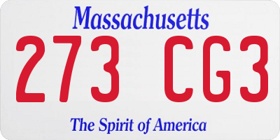 MA license plate 273CG3