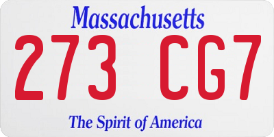 MA license plate 273CG7