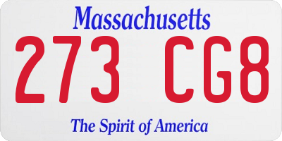 MA license plate 273CG8