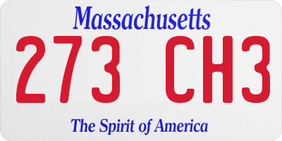 MA license plate 273CH3