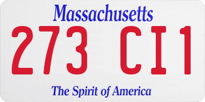 MA license plate 273CI1