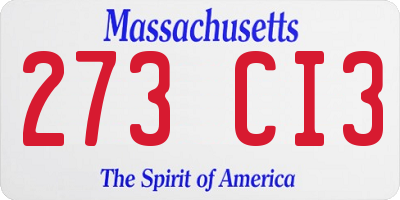 MA license plate 273CI3