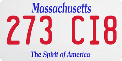 MA license plate 273CI8