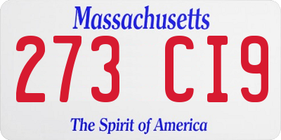 MA license plate 273CI9