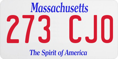 MA license plate 273CJ0