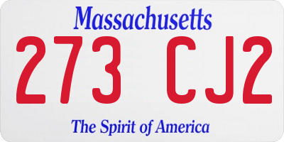 MA license plate 273CJ2