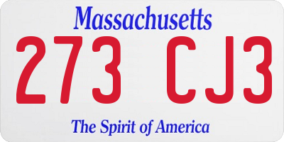 MA license plate 273CJ3