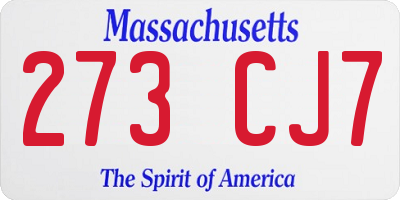 MA license plate 273CJ7