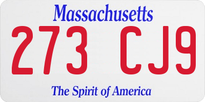 MA license plate 273CJ9