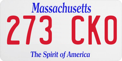 MA license plate 273CK0